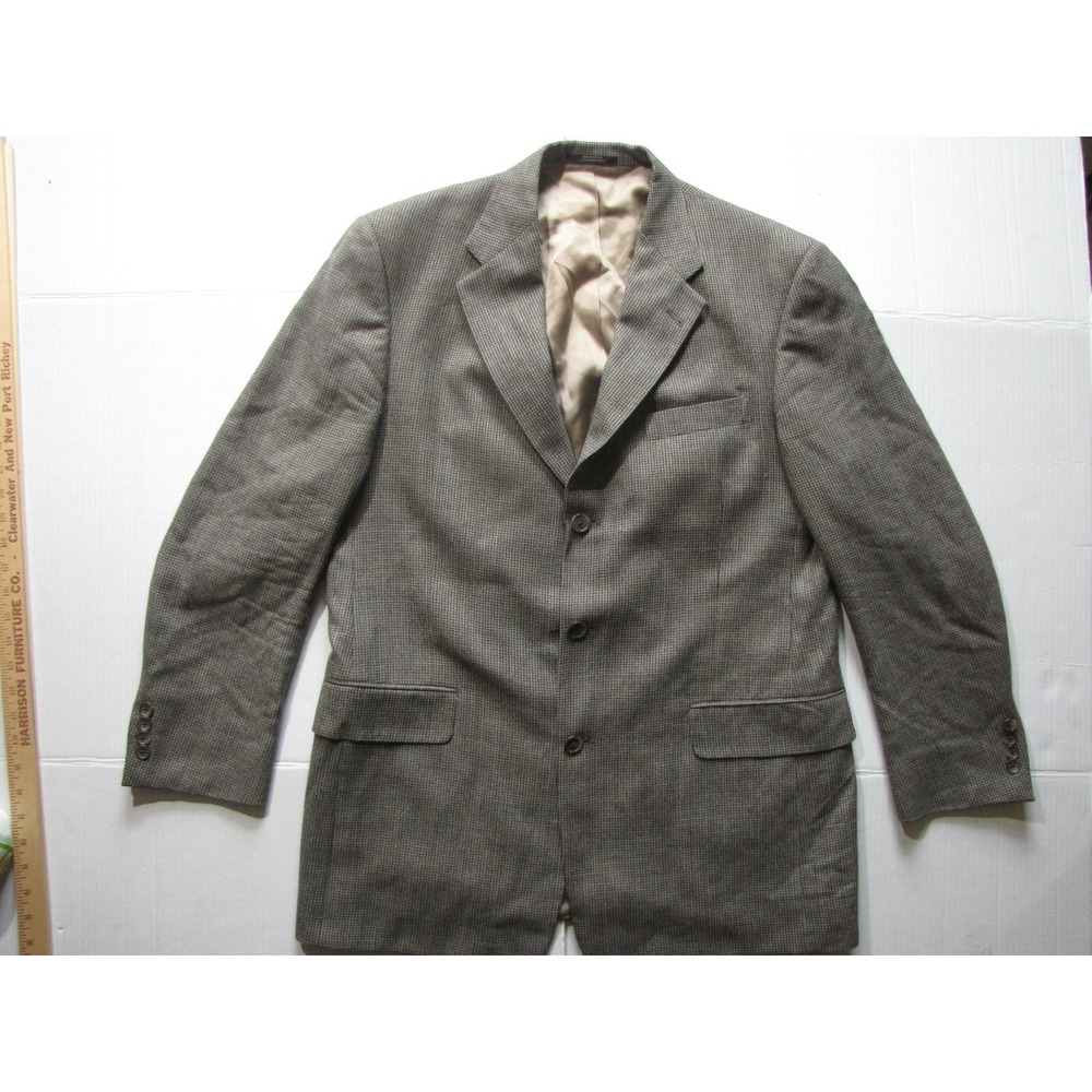 Hart Schaffner Marx Blazer Mens Large Gray Houndstooth Sport Coat USA Classic